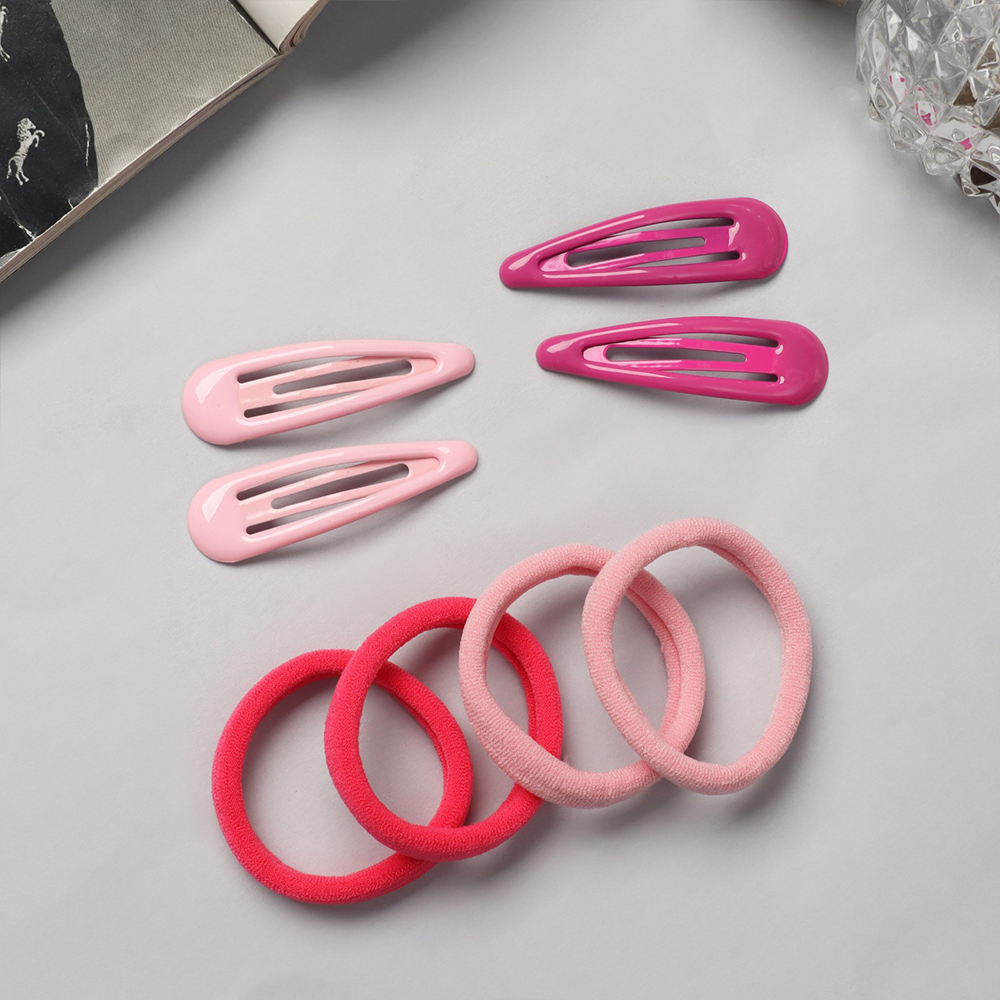 картинка Набор для волос 10072668 Мира (4 невидимки 5 см + 8 резинок 3,5 см), розовый 