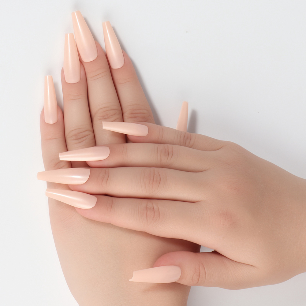 картинка Ногти накладные Queen Fair 9718393 форма балерина,100шт в контейнере, бежевые 