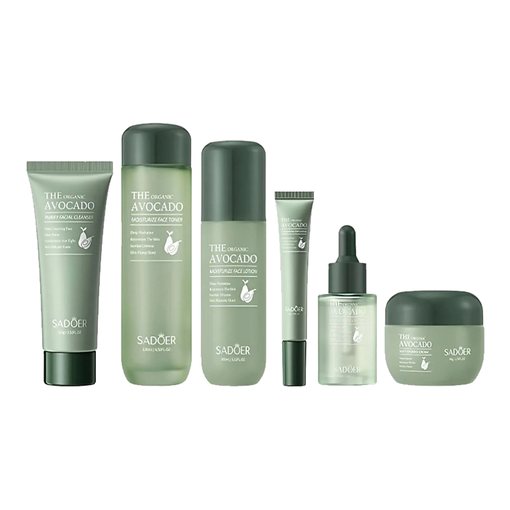 картинка Набор подарочный Sadoer Organic Avocado  (пенка 100 мл + тоник 130 + крем 20 мл + сывор 30мл + лосьон 100 мл + крем 50 мл), женский 