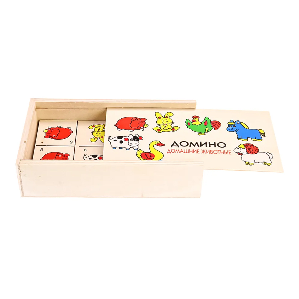 картинка Игра ИД-1472 Домино, Домашние животные, 9х16,5 см, пластик 