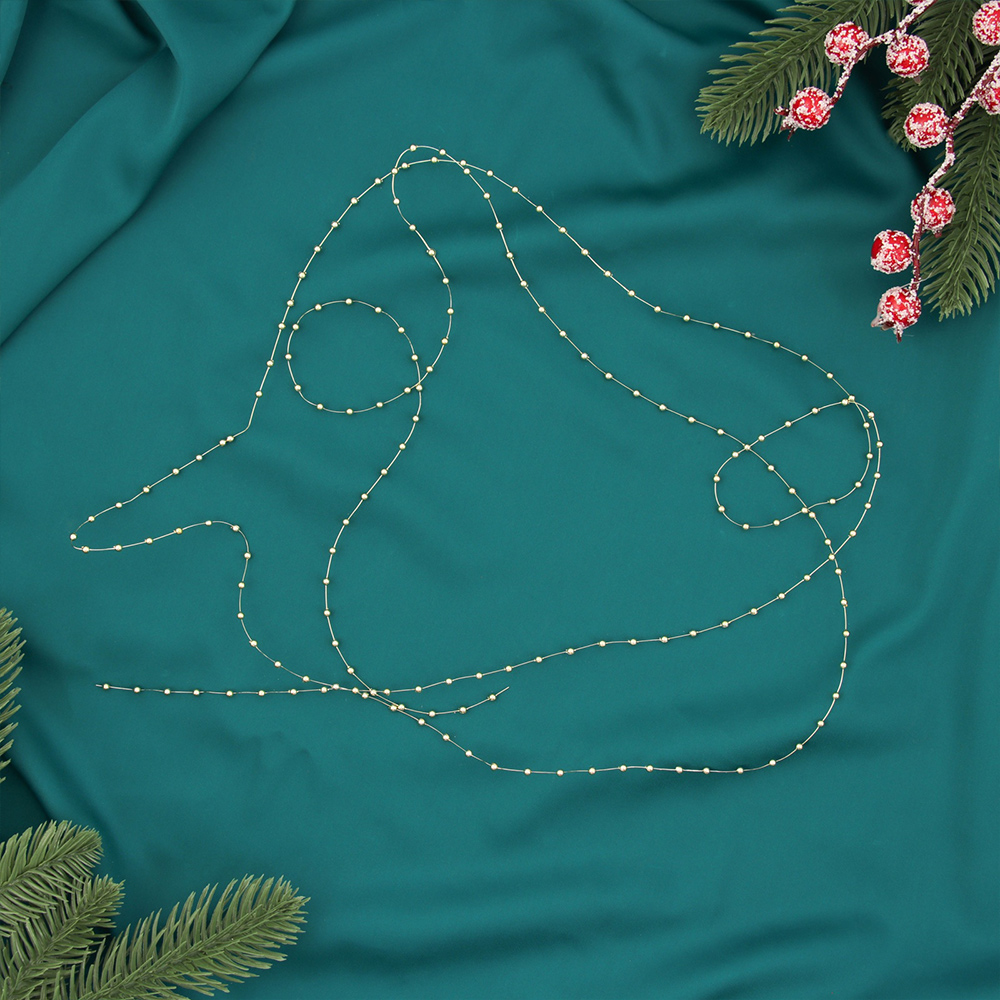 Бусы на ель 10480535 Бусинки 2 мм, 2 м, пластик, золотой