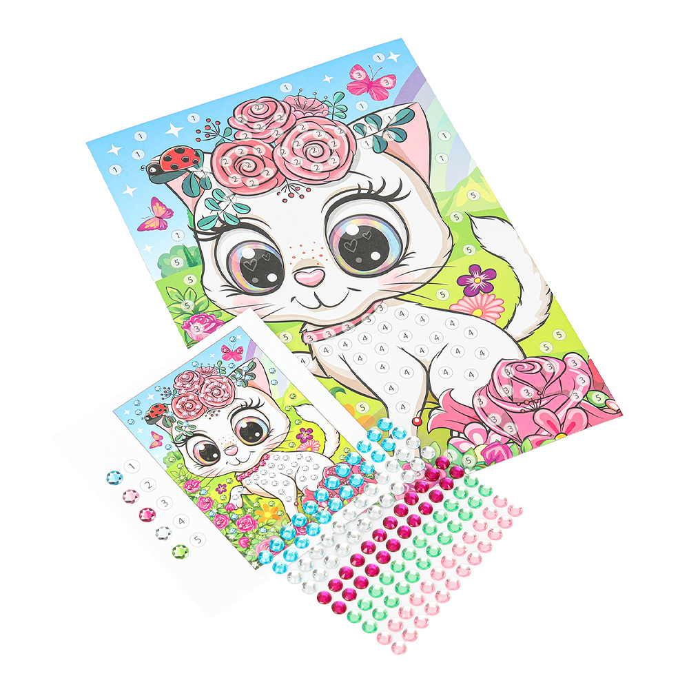 картинка Аппликация MultiArt GEMPACK-109033 (100) со стразами, Кошечка, 15*21 см 