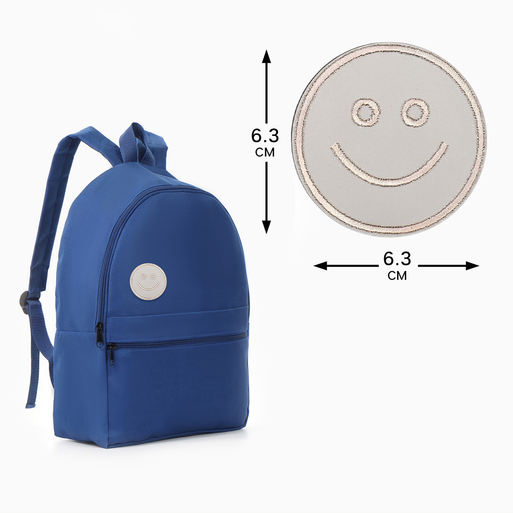 Наклейки Арт Узор 7533536 Светоотражающая, Смайл, термо, цвет:серый 6,3 см, 1 шт