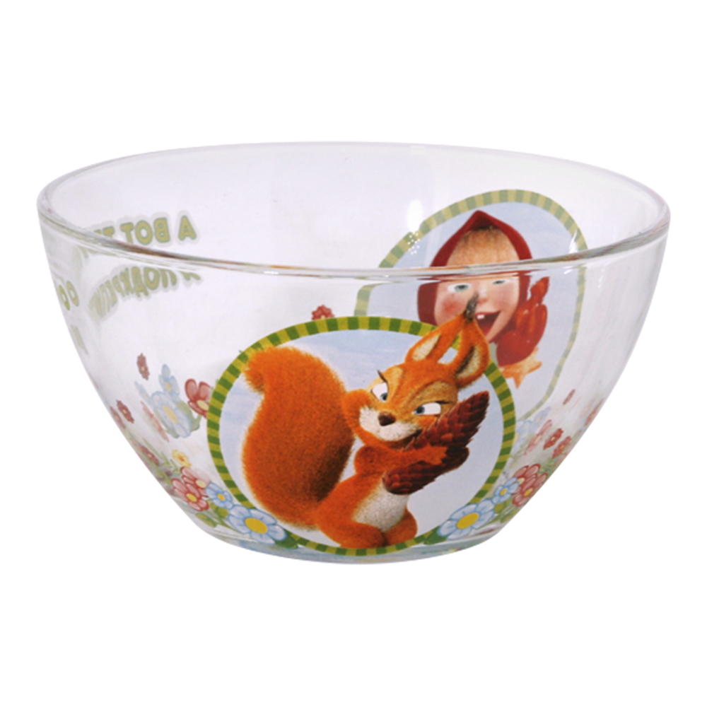 Салатник ММС130-1 детский,Маша и медведь,Добрый день,круглый, стекло 13 см