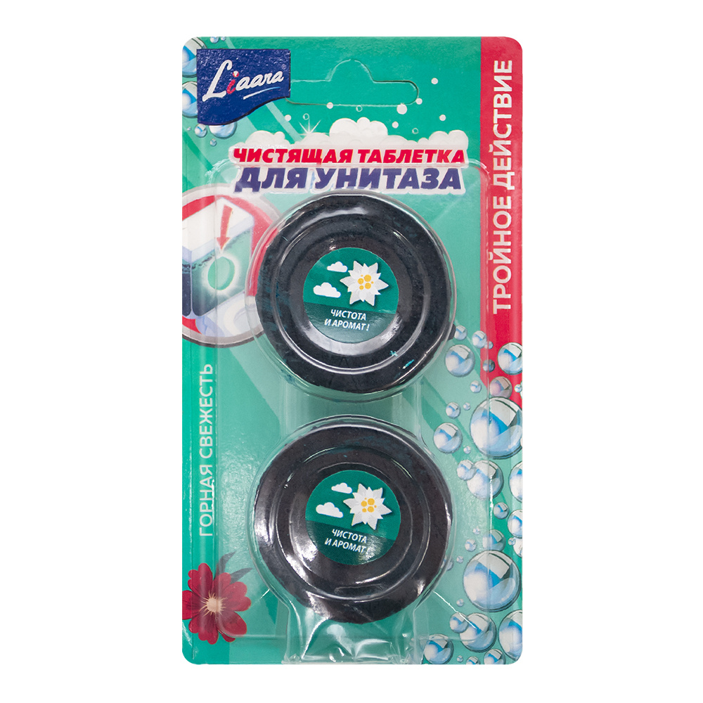 картинка Освежитель для туалета Liaara таблетка, Горная свежесть 2*50г 