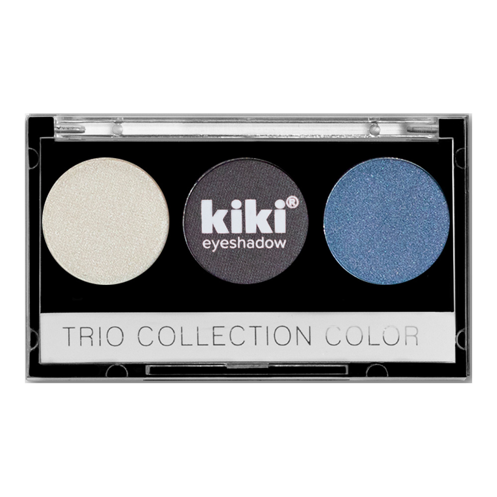картинка Тени для век Kiki Trio Collection Color палетка 3 оттенка, белые, черные, светло-синие, тон 106 