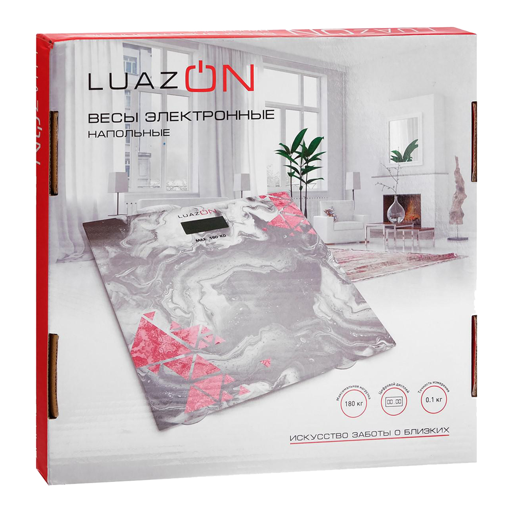 Весы Luazon 3782762 напольные электронные, 180кг, стекло, синий