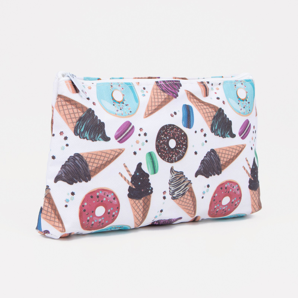 картинка Косметичка 4698549 на молнии 18*2*10 см, текстиль, белый, разноцветный 