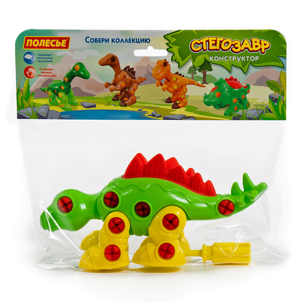 картинка Конструктор Полесье 76694 динозавр Стегозавр 30 деталей 