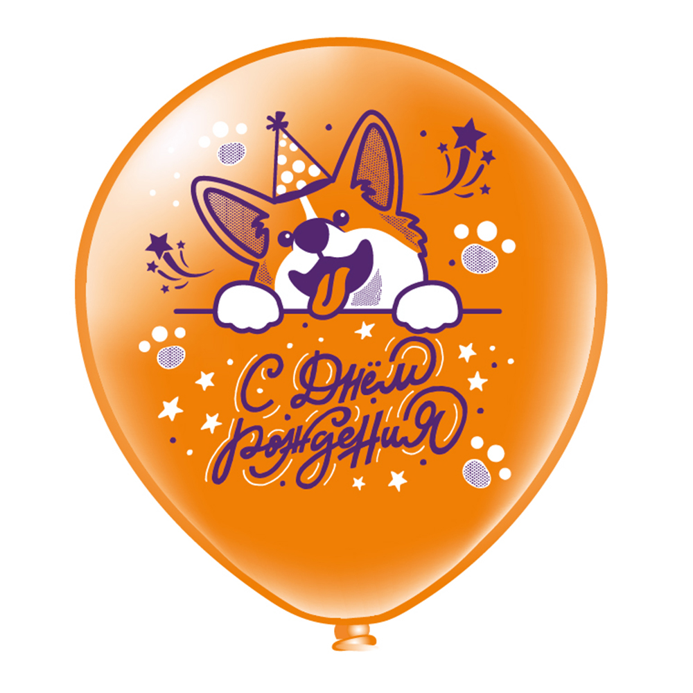 картинка Шарик воздушный ч42811 С днем рождения! Собачки, в ассортименте 1 шт 