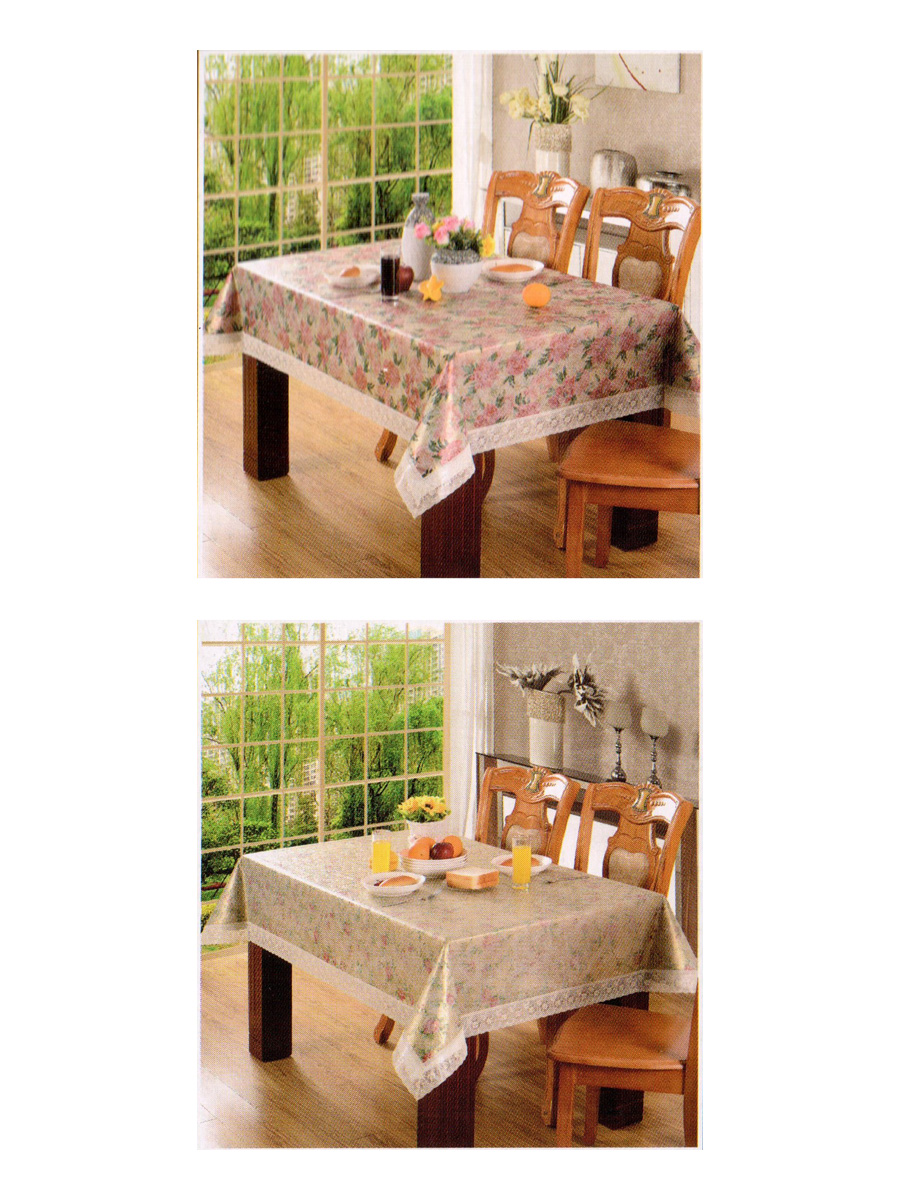 Скатерть SKS-07 с цветами 152*152 см, полиэстер, в ассортименте