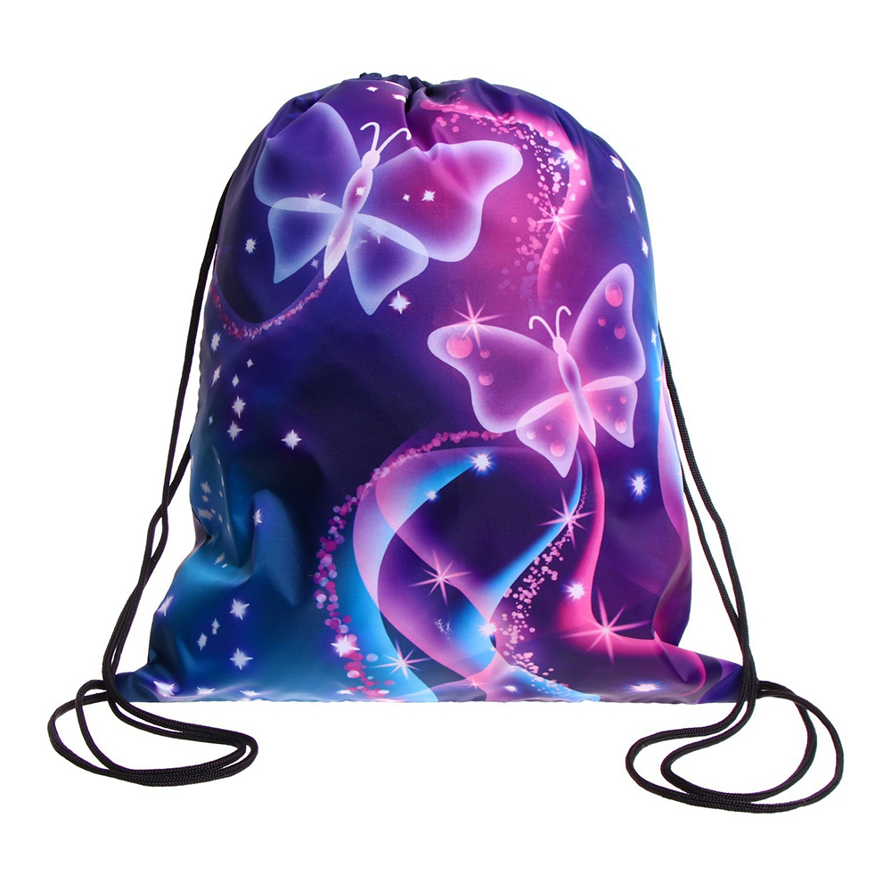 Мешок для обуви Calligrata 5156301 Бабочки, мягкий полиэстер, плотность 210D 42*34 см