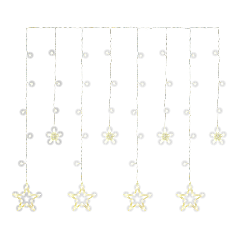 Гирлянда электрическая ГШ-0026 2,5*1м штора фигурная,звезды,8 режимов,92 лампочки, теплый белый свет