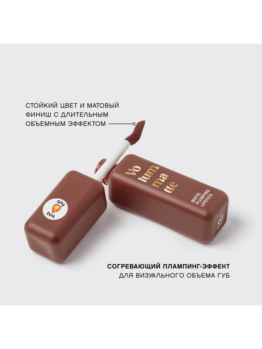 картинка Помада для губ Vivienne Sabo Volummatte матовая с плампингом, Вишнево-коричневый, тон 07 3 мл 