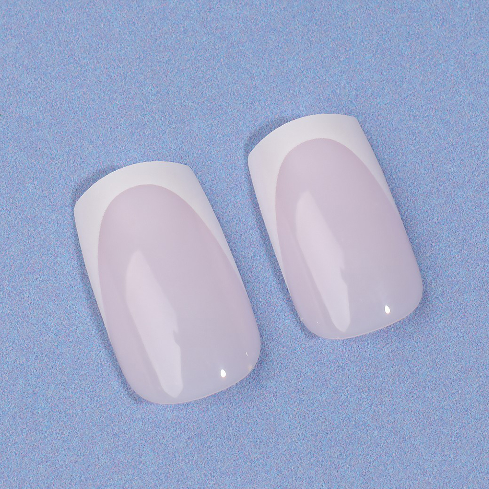 картинка Ногти накладные Queen Fair 9718297 форма мягкий квадрат, френч 24 шт, нежно-розовые 