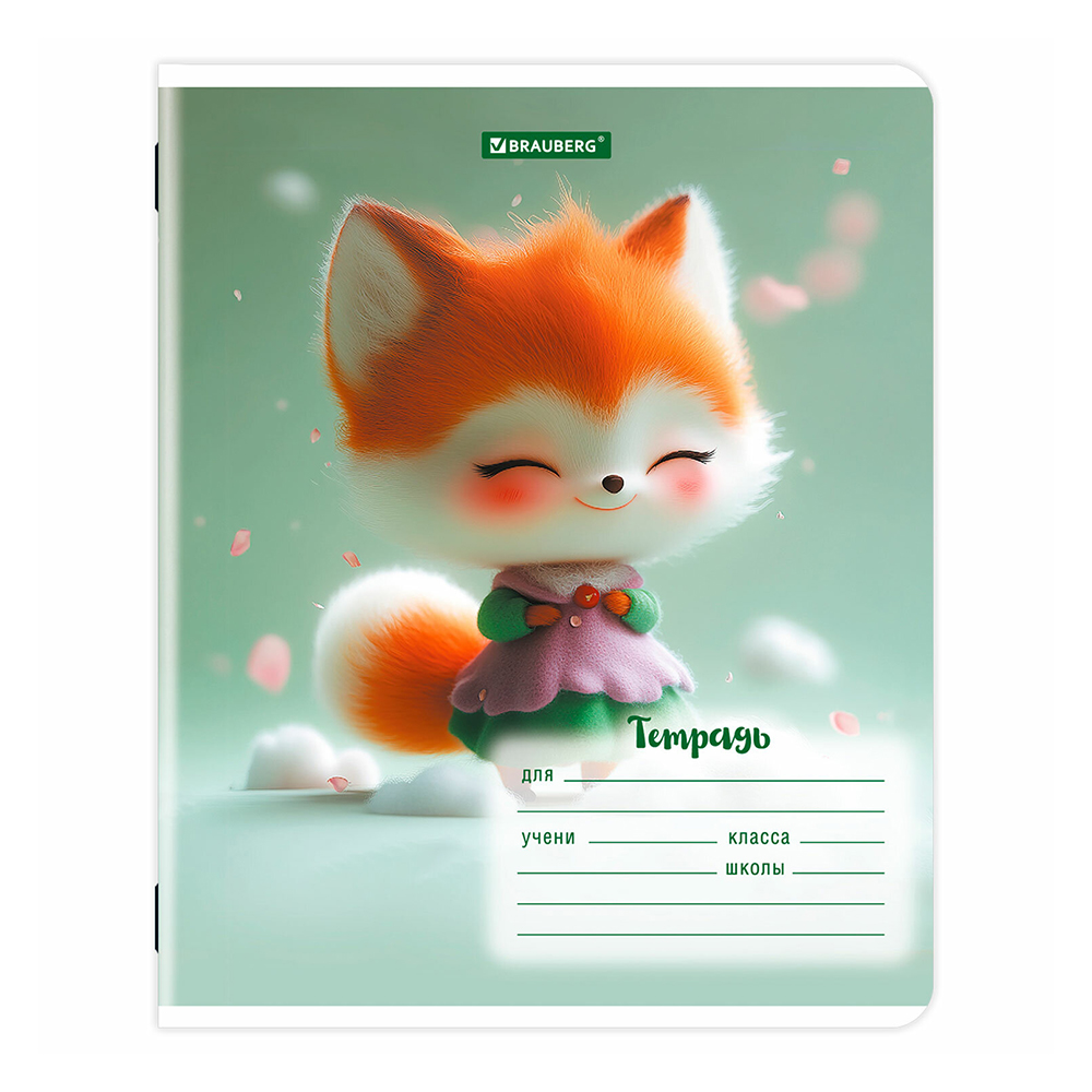 Тетрадь Brauberg 107287 12 листов, линия, Милые зверушки, 1 шт