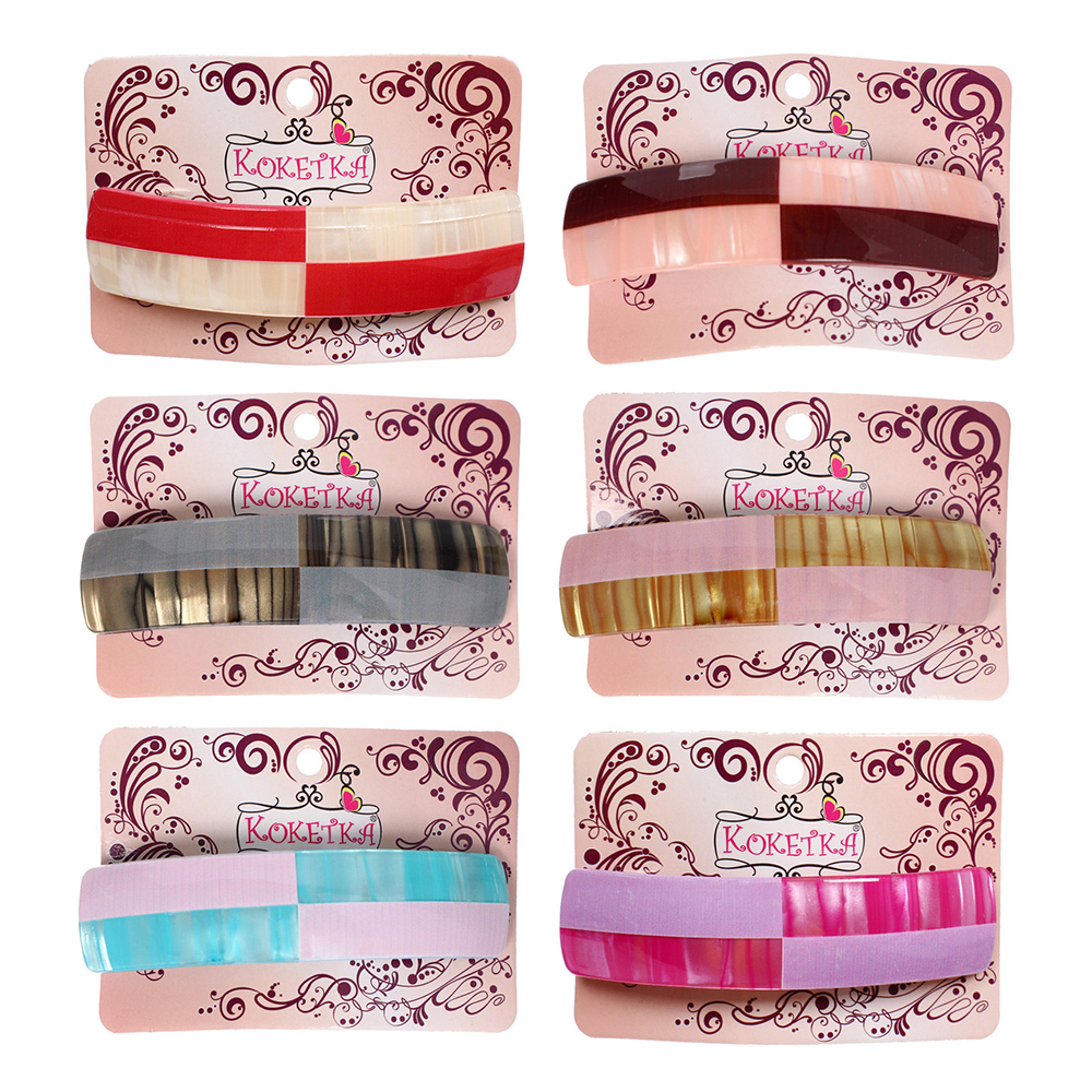 картинка Заколка-автомат для волос 656-215 Эклер, Тайра, форма прямоугольная, 10,5*3см, в ассортименте 