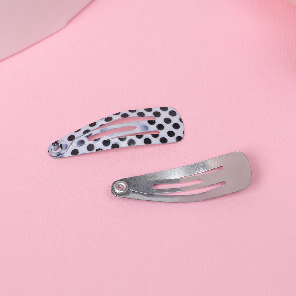 картинка Зажим для волос Queen fair 4729609 Малышка, горох, черный, 12 шт 3 см 