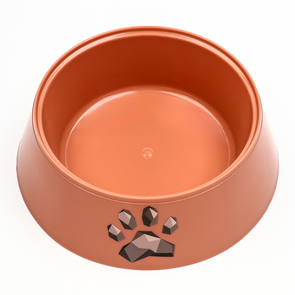 картинка Миска Пижон для животных 10898024 Мур-мяу, пластиковая, кирпичная, 14,5*14,5*4 см, 300 мл 