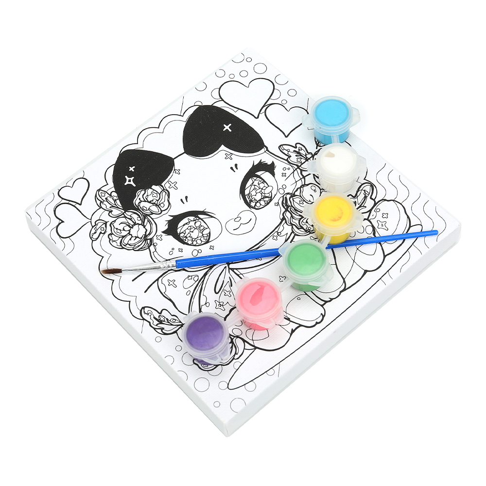 картинка Набор для творчества MultiArt CANV15X15-CAV (48) холст для росписи, Милая кошечка, 15*15 см 