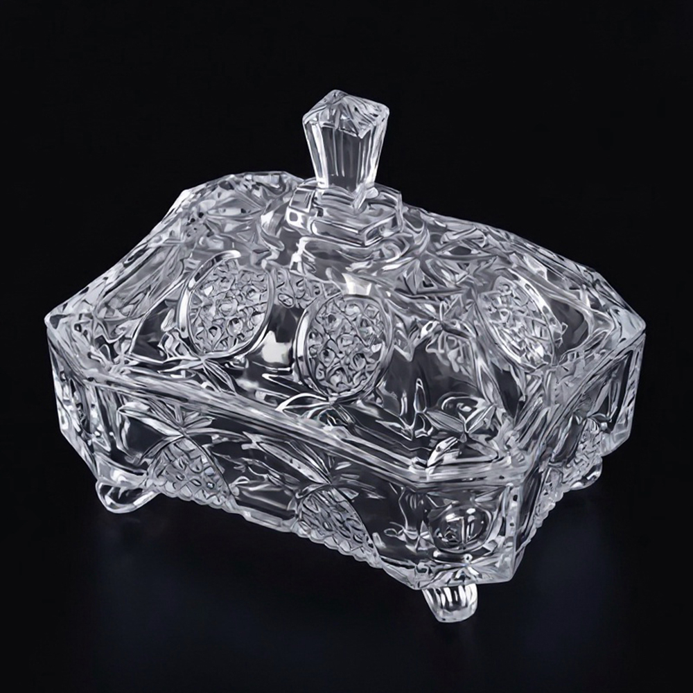 Конфетница PS-03 с крышкой, стекло, 14*12см