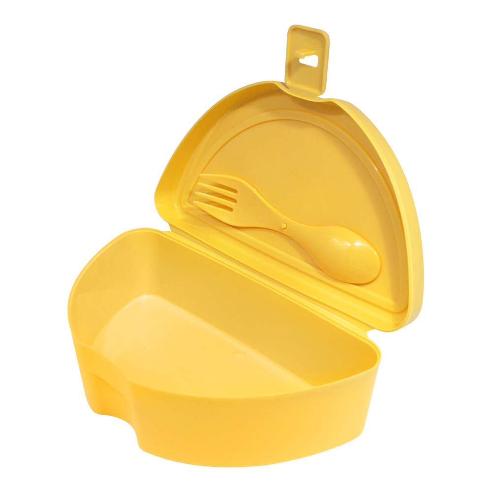 картинка Контейнер пластиковый G-498-L Ланч бокс с ложкой и вилкой, сополимер полипропилена, Лимон 