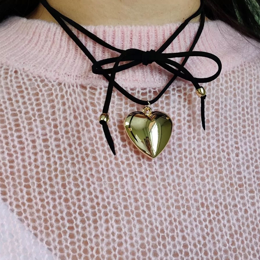 Бижутерия Кулон на замшевом шнурке, сердце, замша, 55 см