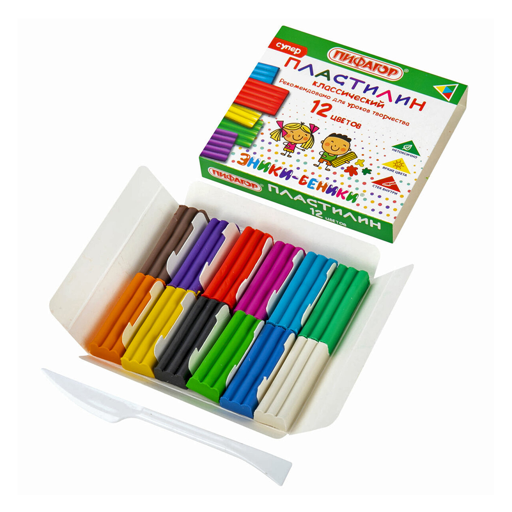 Пластилин Пифагор 106505 Эники Беники 120 г, 12 цветов