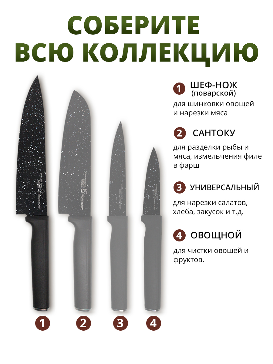 картинка Нож кухонный NKB-02 универсальный, нержавеющая сталь, 32 см 