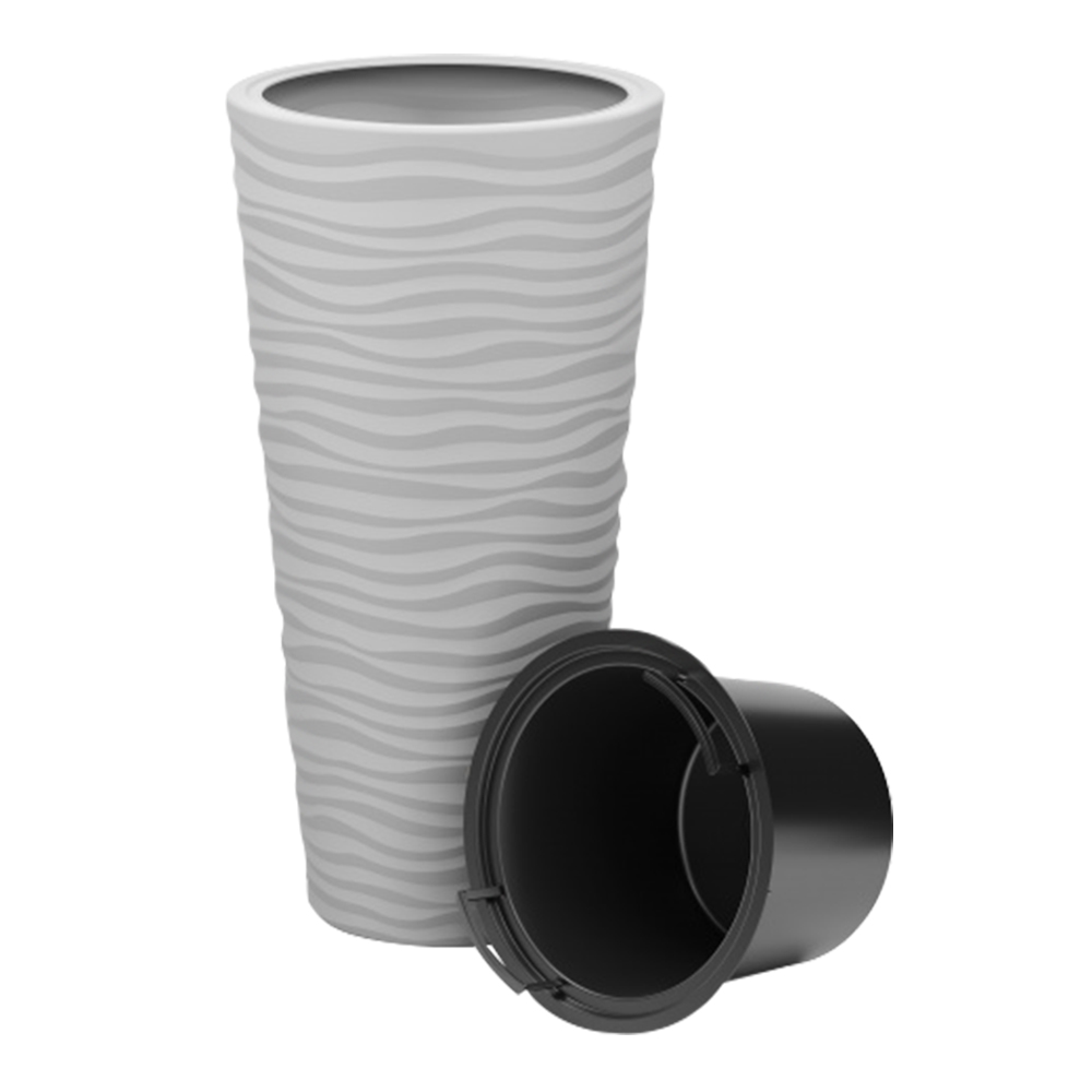 картинка Кашпо напольное OasisМ8076 43л, со вставкой 10л, серый 