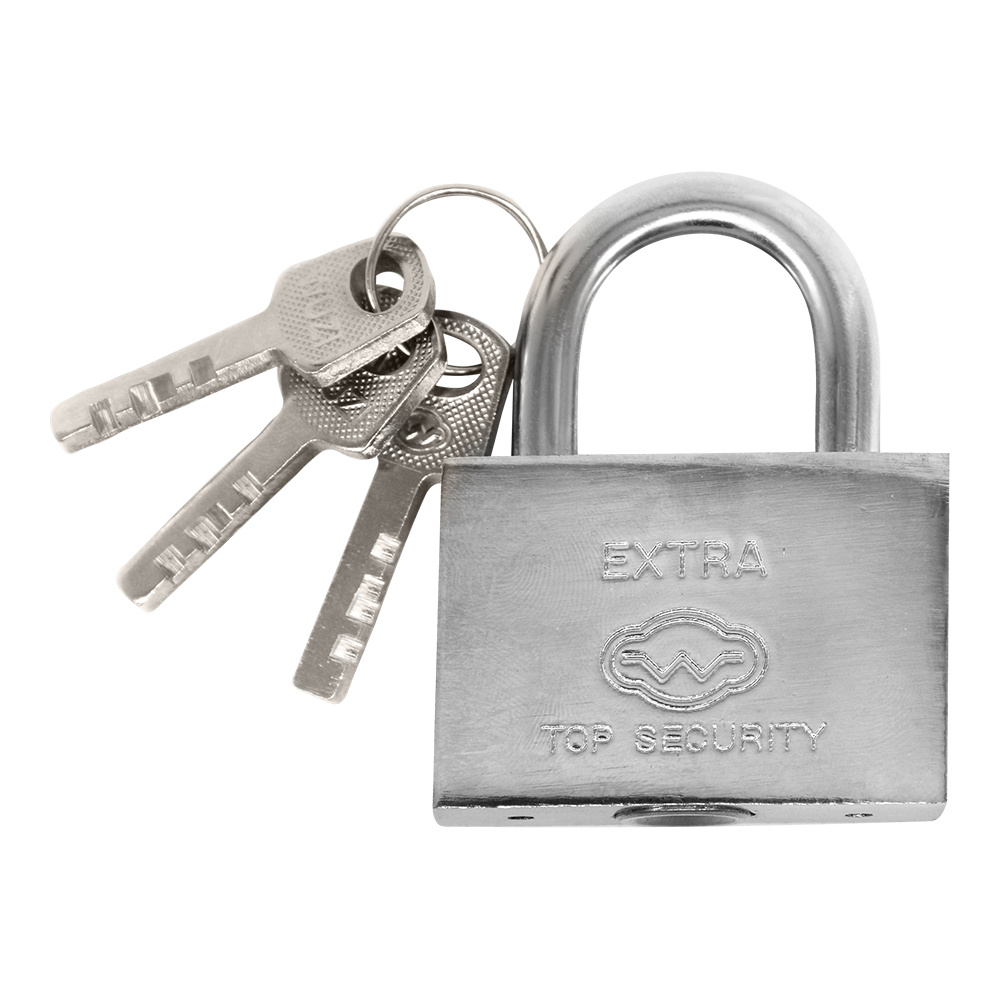 картинка Замок навесной для шкафчика, 52х68мм, 3ключа, цвет серебристый 