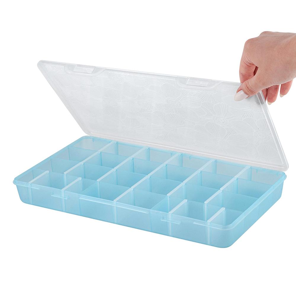 Органайзер Fiori OrchidBQ4017ГЛПЕР для хранения мелочей с разделителями XL 35,5*21*4,2 см, пластик, голубой перламутр