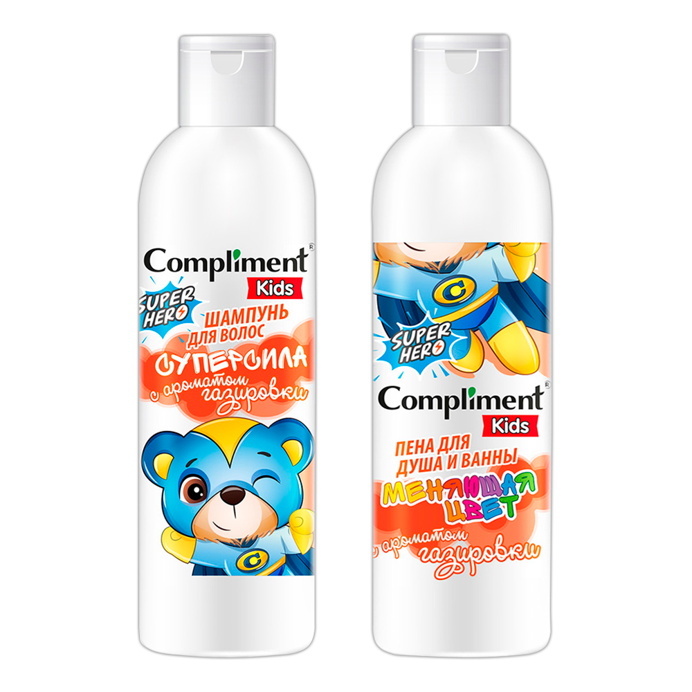 картинка Набор подарочный Compliment Kids №1908 Superhero (Шампунь 200 мл (пена для душа 200мл + игра настольно-печатная), детский 