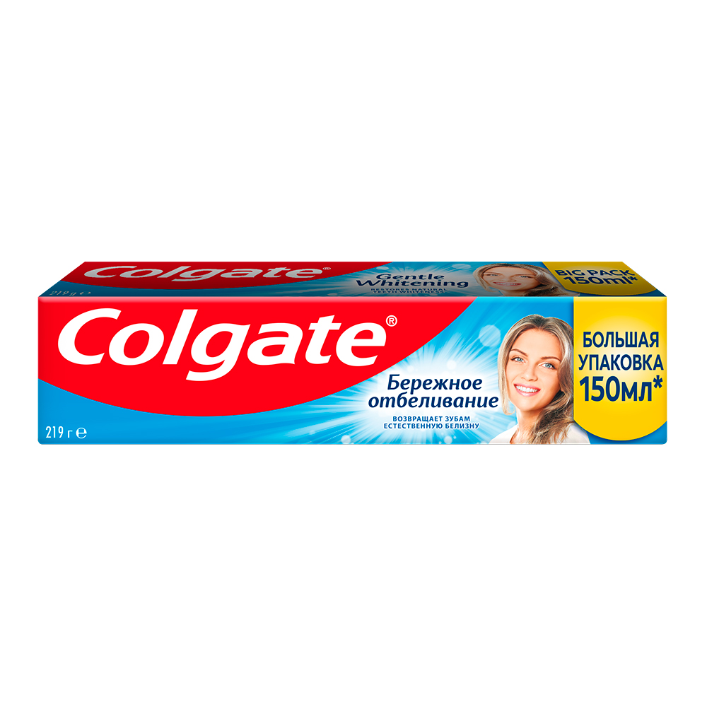 картинка Зубная паста Colgate Бережное отбеливание, с фтором и кальцием, 150 мл 