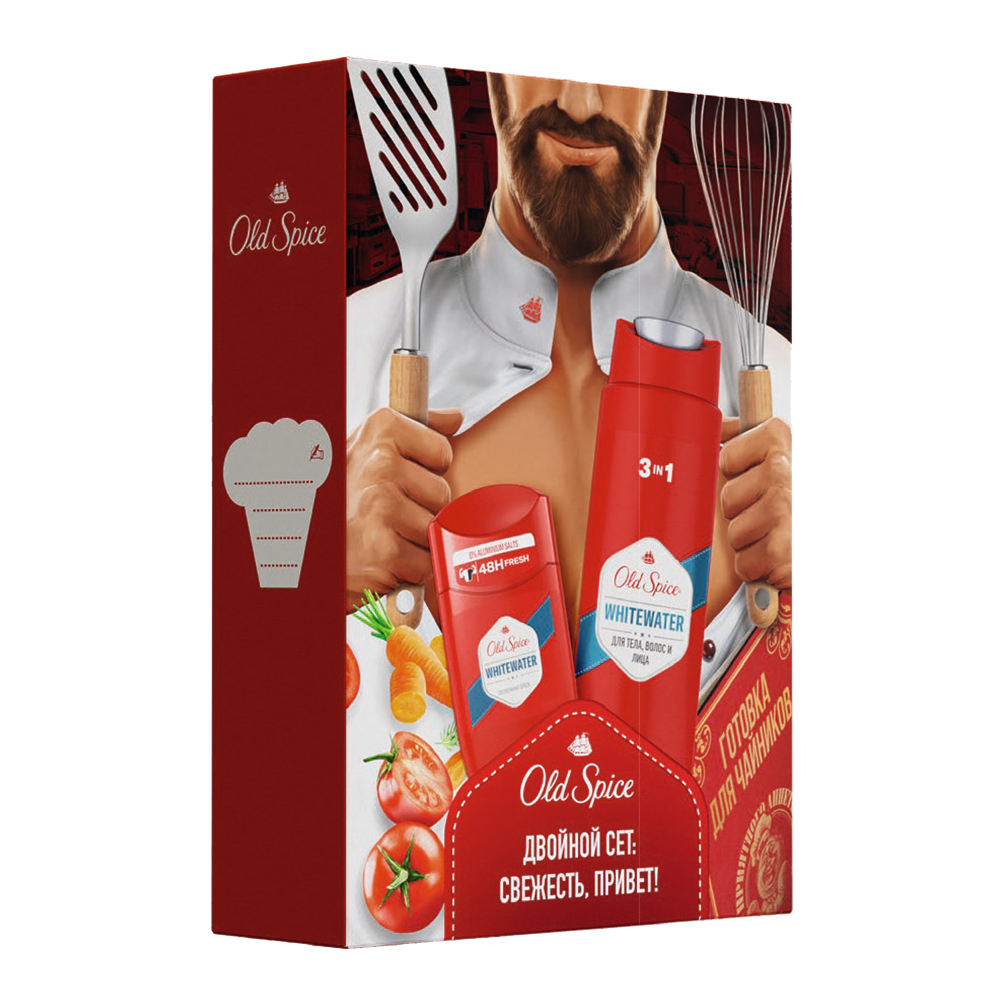 картинка Набор подарочный Old Spice Whitewater (дезодорант - стик 50 мл + гель для душа 3 в 1 250 мл), мужской 