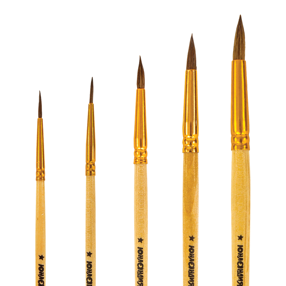 Кисти для рисования Юнландия 200893 из ворса пони кругл. № 1,2,3,4,5, 5 шт
