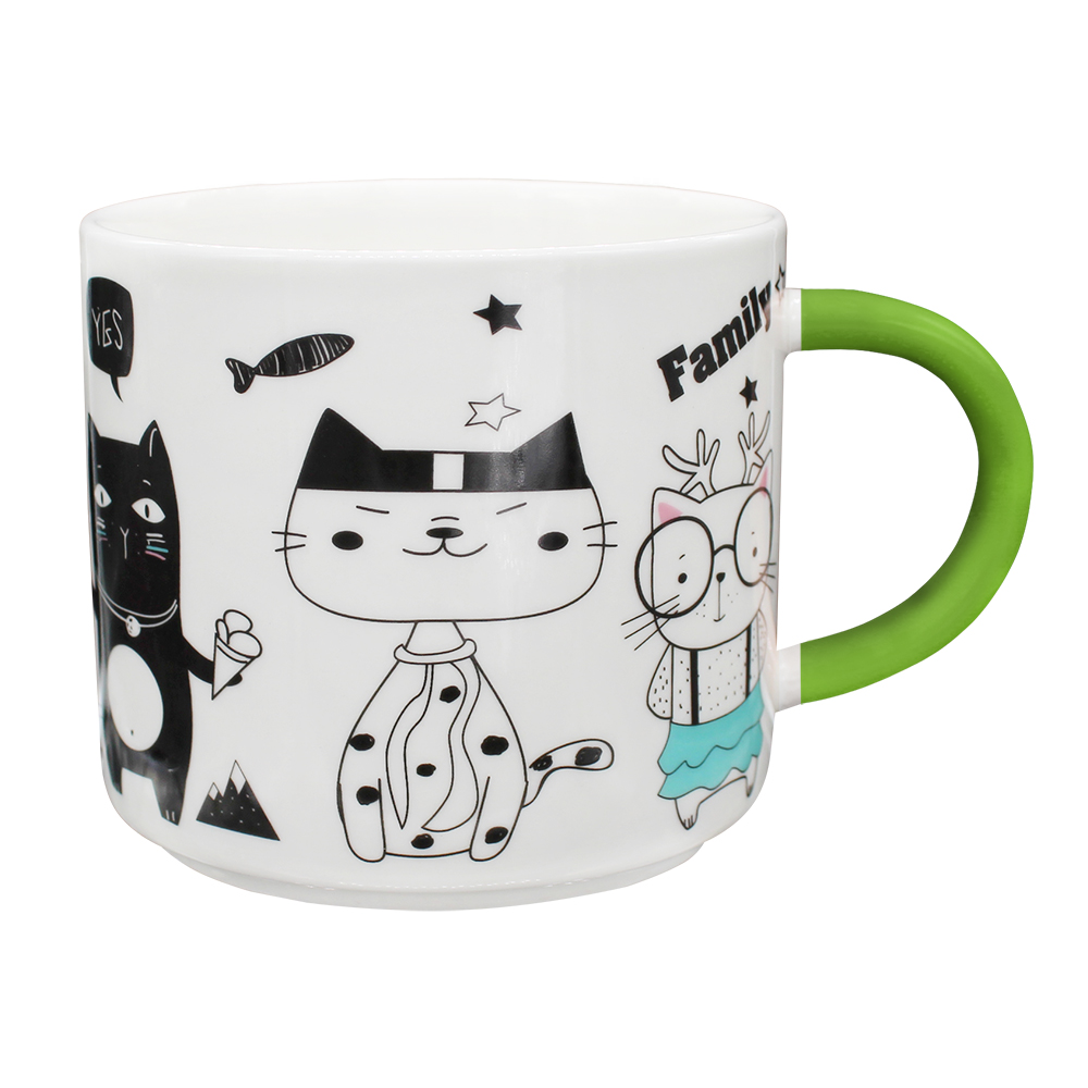 Кружка керамическая KKR-211-4 коты, в ассортименте, 430 мл
