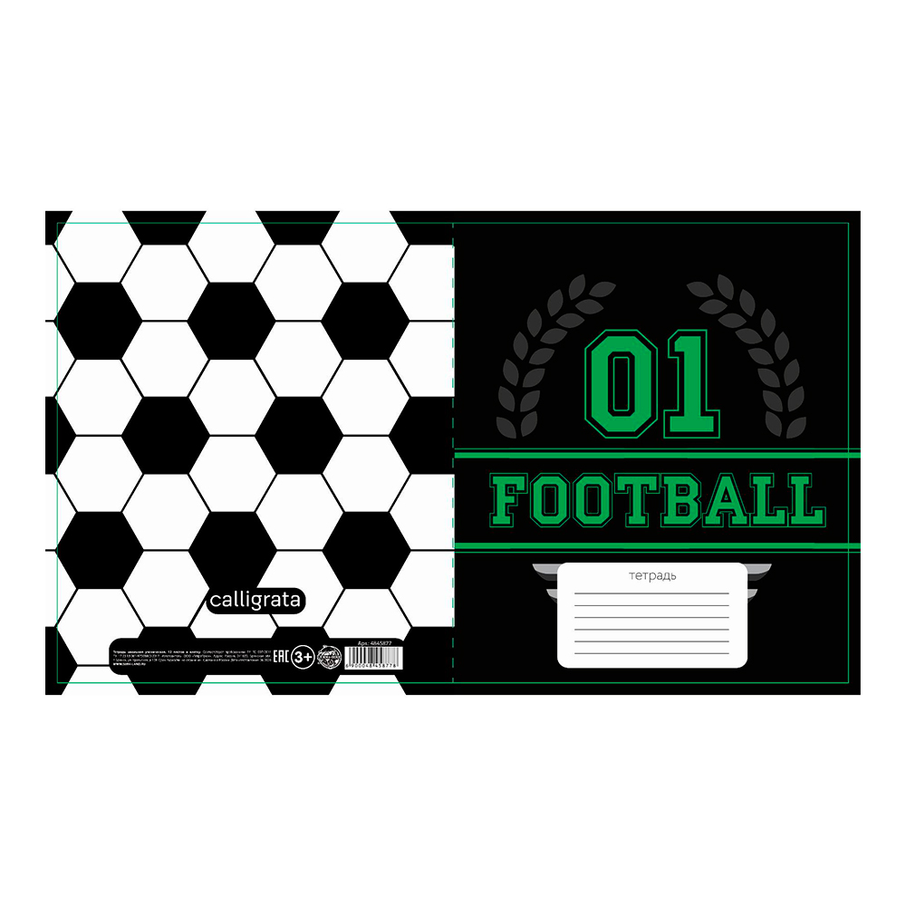 Тетрадь Calligrata 4845877 Футбол клетка, 12 листов