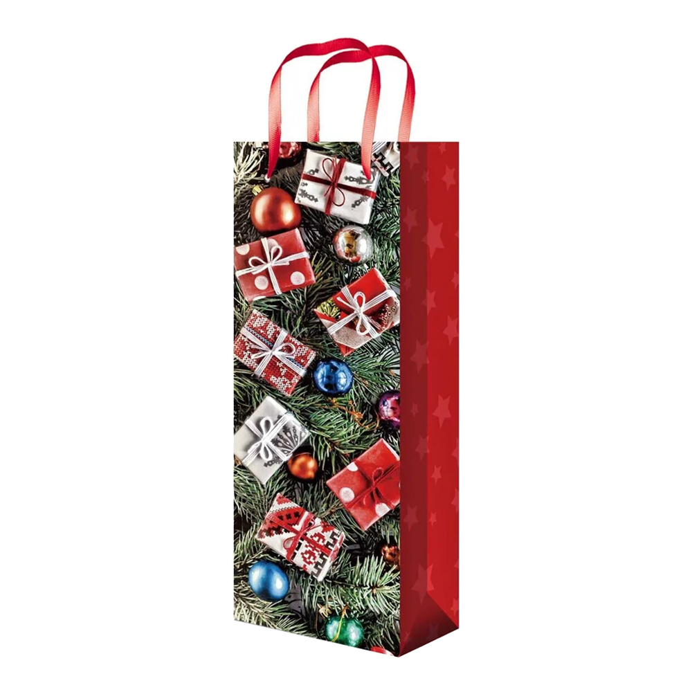 Пакет подарочный для бутылок B-427/428/429/430/431 Новогодний 12*36*8 см, микс