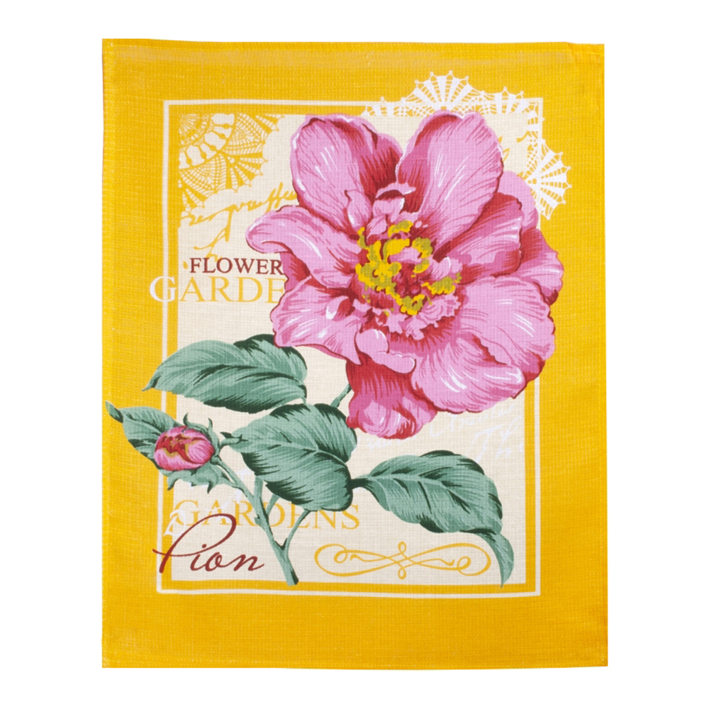 Полотенце кухонное вафельное, Пионы, плотность 160г/м 45*60 см