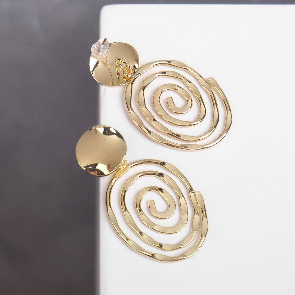 Бижутерия Queen Fair Серьги Врата, два овала, цвет:золото, бижутерный сплав, 4,9 см