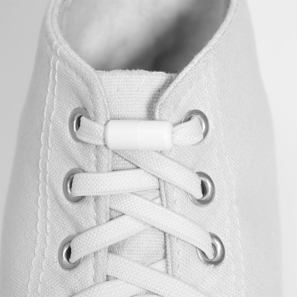 картинка Шнурки для обуви ONLITOP 9398406 плоские, с фиксатором, эластичные, 6 мм, цвет: белый, 100 см 