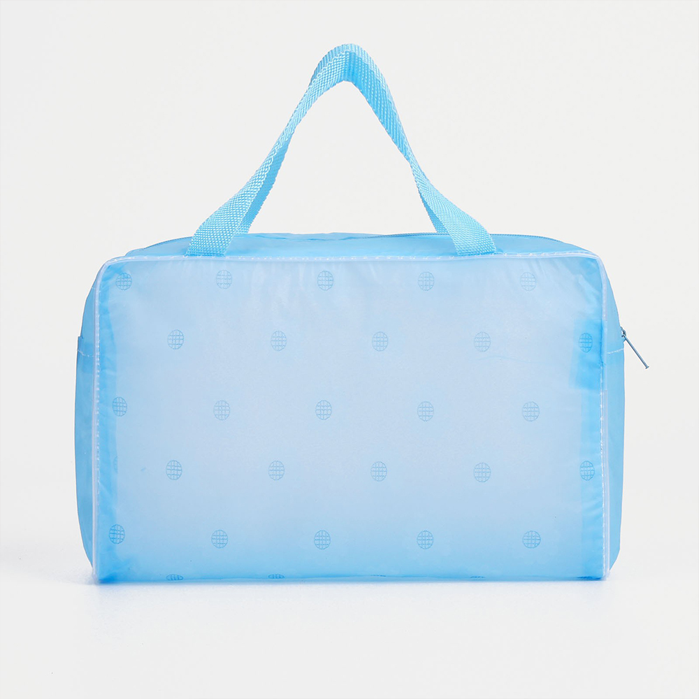 картинка Косметичка 634504 непромокаемая, с ручками, прозрачная для бани 20*9*13 см, ПВХ, голубой 