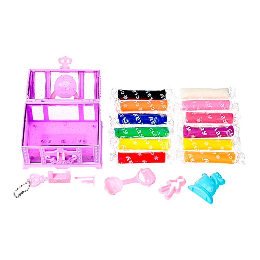 картинка Тесто для лепки M-20519 Сундучок, 12 цветов, в ассортименте 