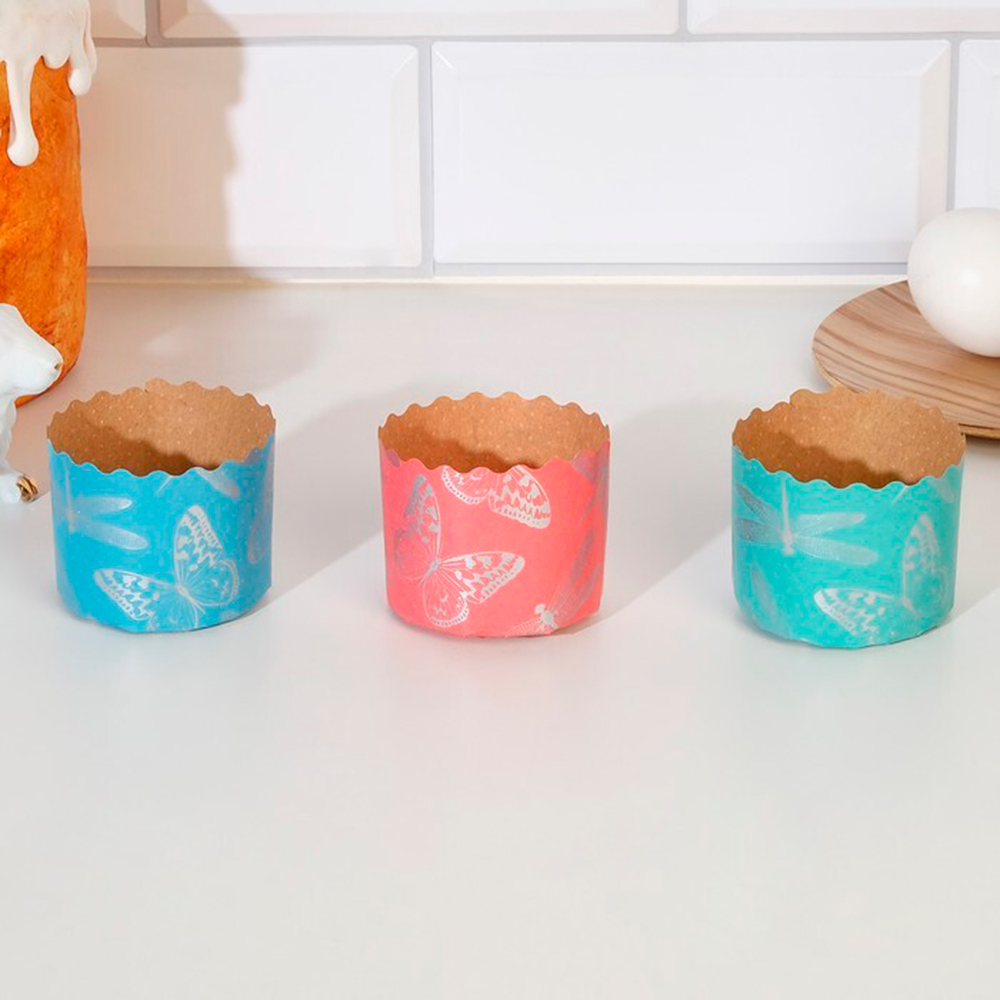 Форма для выпечки бумажная Бабочки и стрекозы 90*90 мм