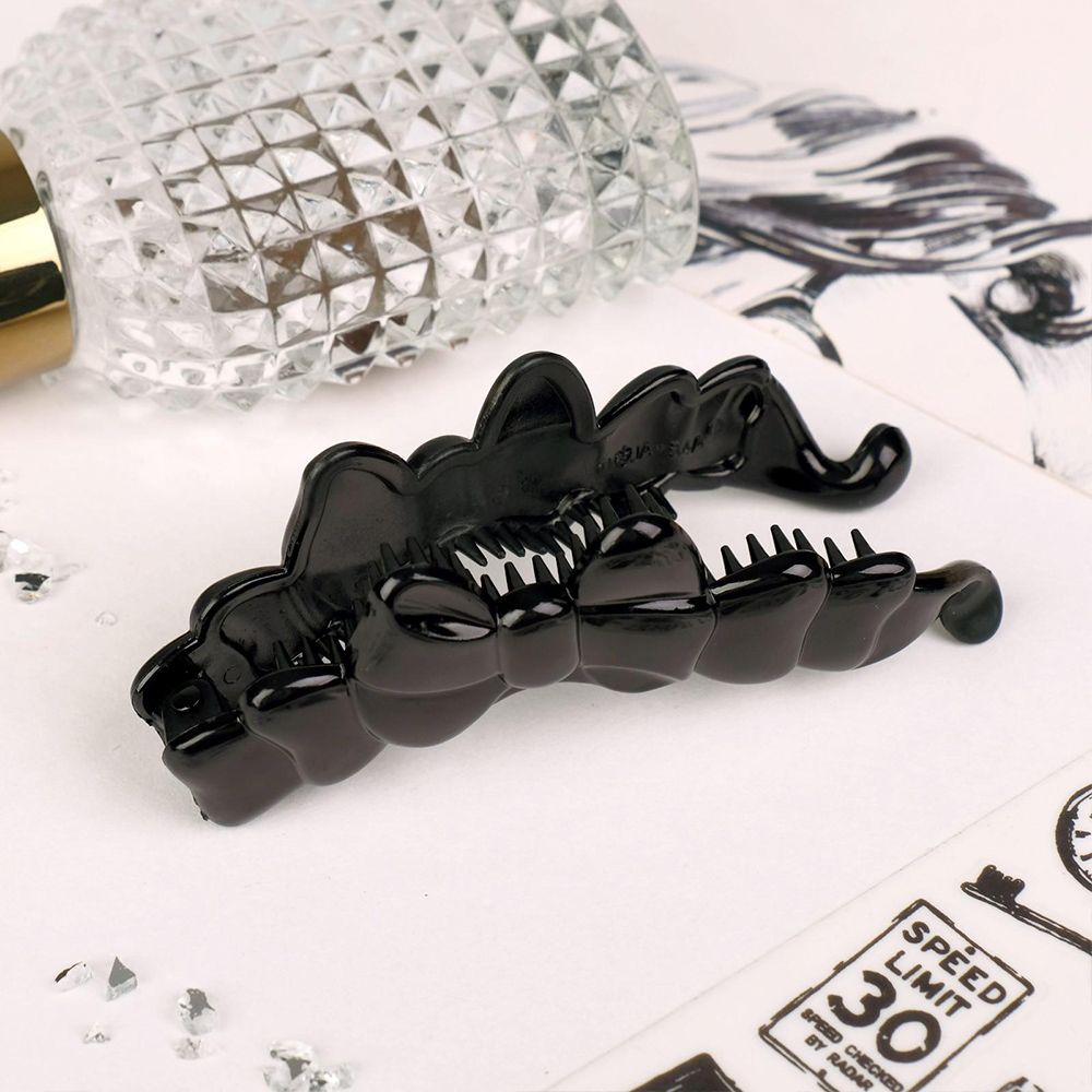 картинка Заколка-банан для волос 4453358 Классика чёрный, бантик изящный, 9,5 см 