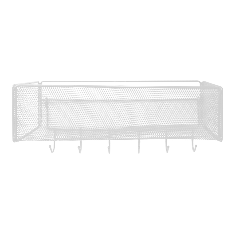 картинка Полка SHV-27 с шестью крючками 33,5*13,5*15 см, металл, белый 