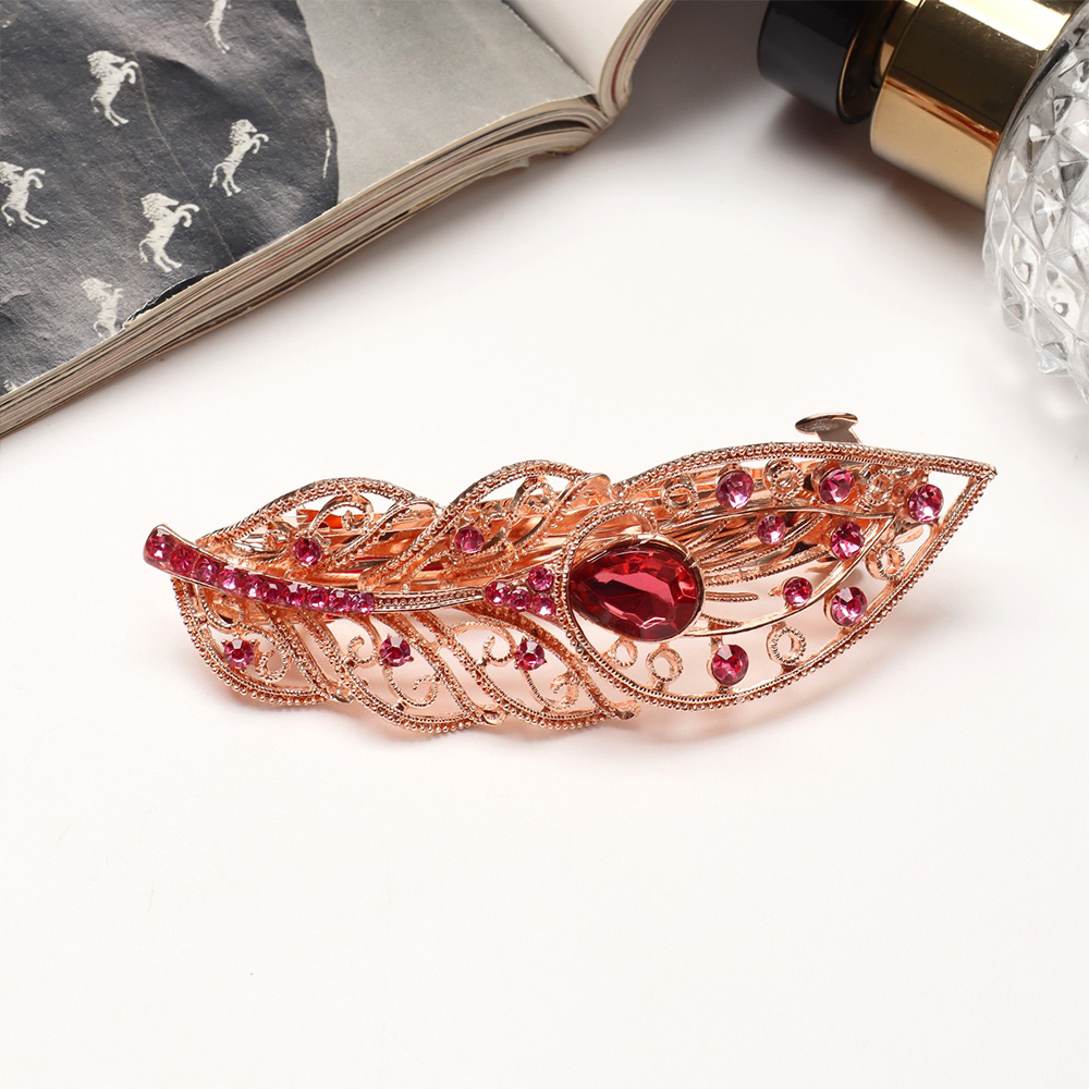 картинка Заколка-автомат для волос Queen fair 9908213 Маргарет листочек, золото 9 см, микс 