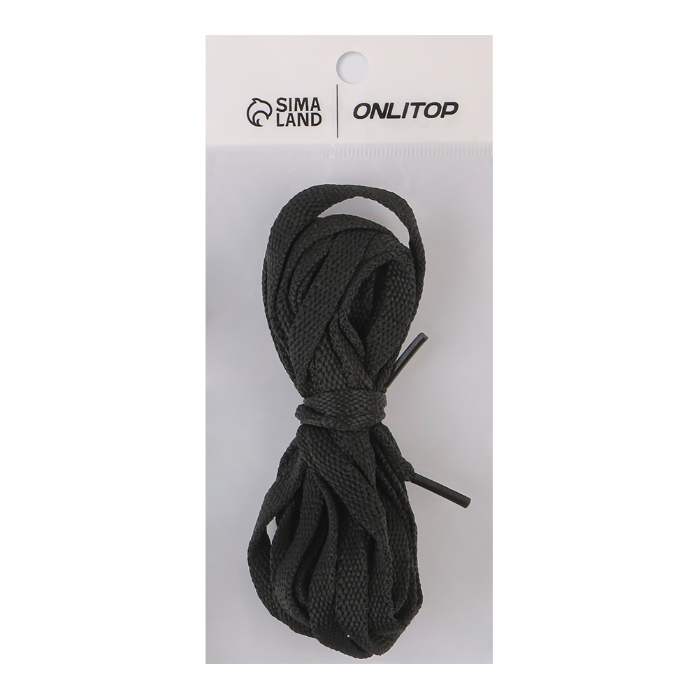 картинка Шнурки для обуви плоские 7мм, черные, 160см 