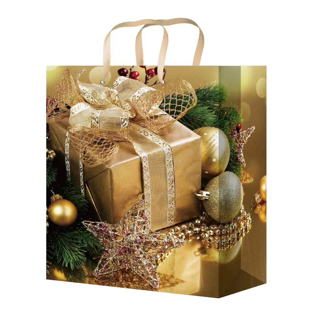 Пакет подарочный MS-625/626/627/628/629 Новогодний подарок 14*20*6,5 см, микс